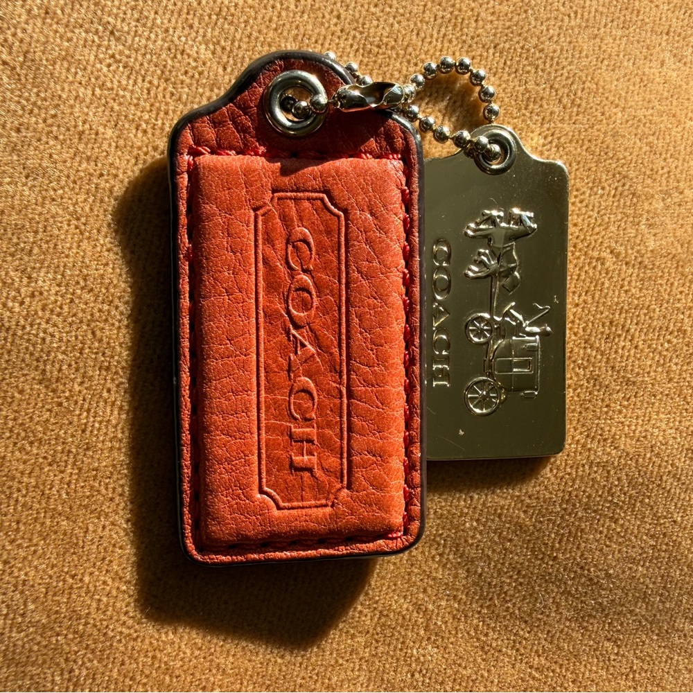 Coach Horse Carriage Gold Metal and Orange Leather Hangtags 2013